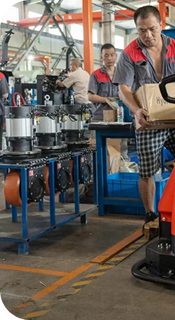 Worker with automated warehouse equipment